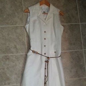 Ivory Sleeveless Linen Shirt Dress